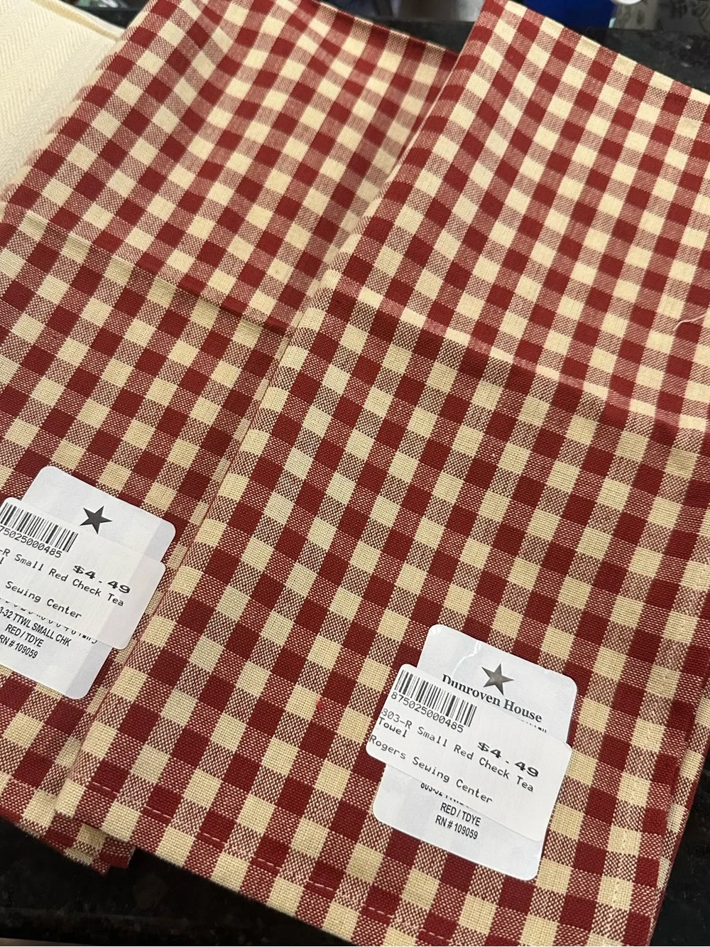 Set of 11 Assorted Checked and Solid Kitchen Towels - Red, Cream, Beige